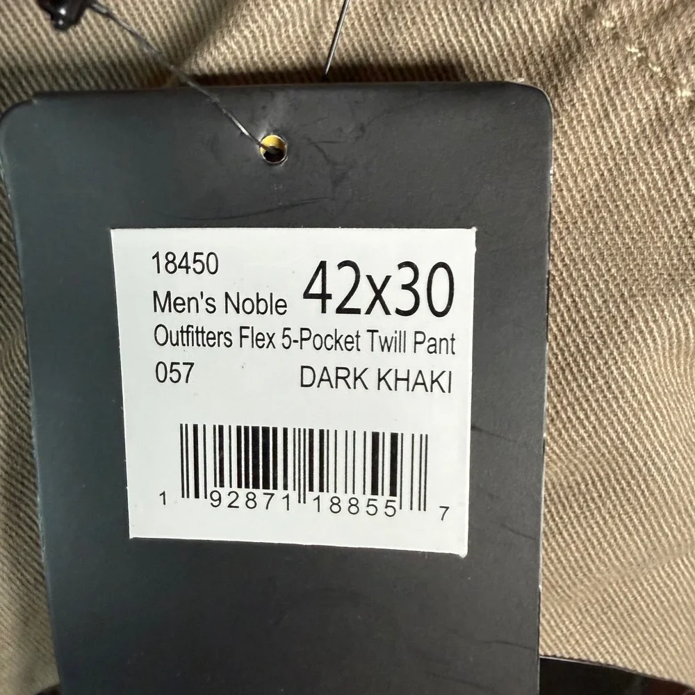 Noble Outfitters Flex 5-Pocket Work Pant Mens 42x30‎ Dark Khaki UPF 50+ Utility